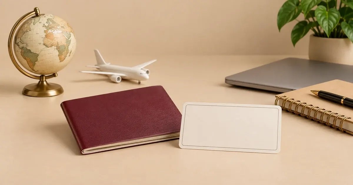 Başvuru referansı ve pasaportla vize durumunu kontrol eden nötr çalışma masası