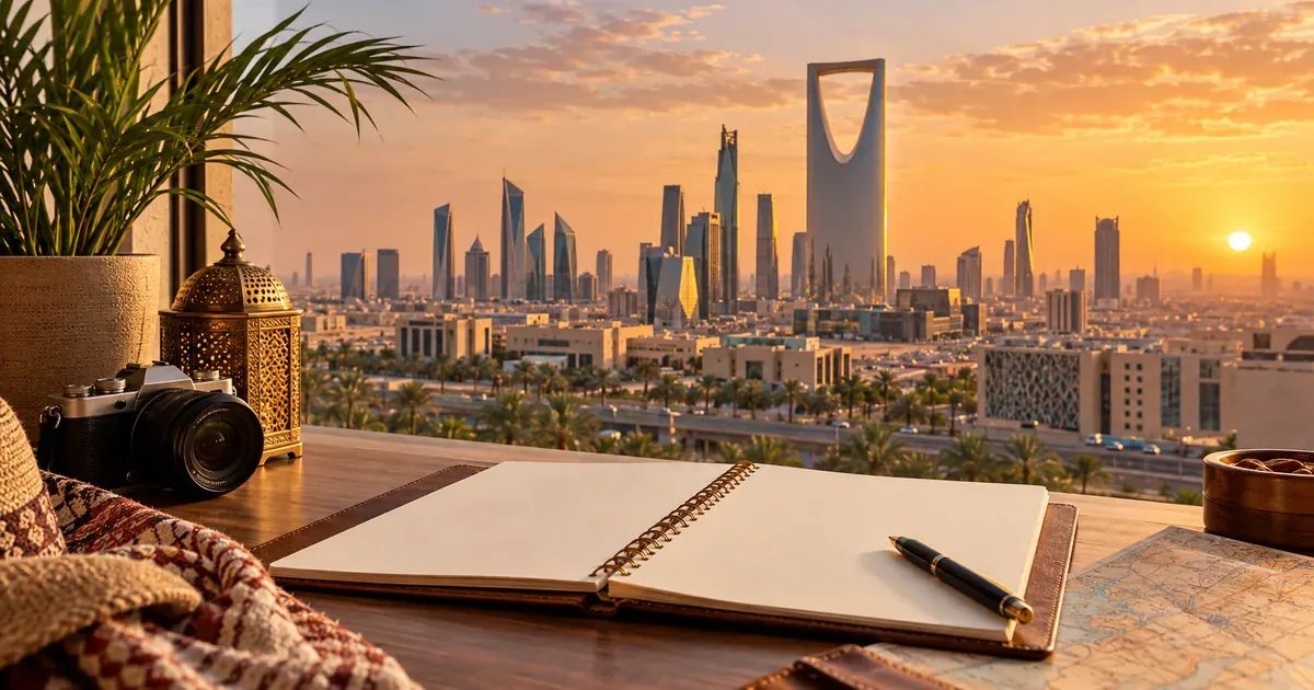Suudi Arabistan kadınlar seyahat planı için soyut şehir ve rota kompozisyonu