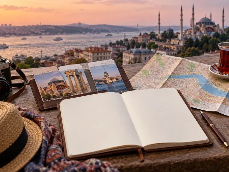 Şehir rotası ve müze ziyaret saatleri için işaretlenmemiş plan defteri